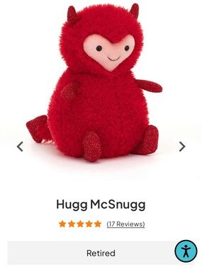 NEW WITH THE TAGS! RETIRED Hugg McSnugg JELLYCAT Plush Doll - Red